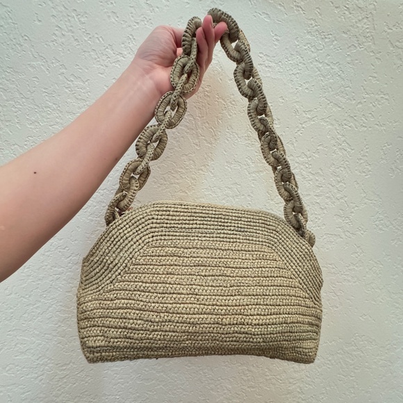 Sezane Isabelle Raffia Woven Bag Green Pistachio NWOT ✨ ELLE Editor Pick - Picture 5 of 7